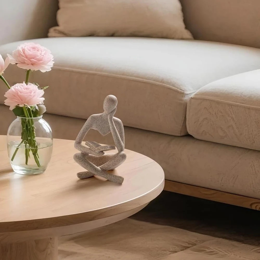 Bookshelf Decor Home Decor - Person Who is Thinking Abstract Thinker Sculpture Figurine Statue Resin Modern Reading Decoration