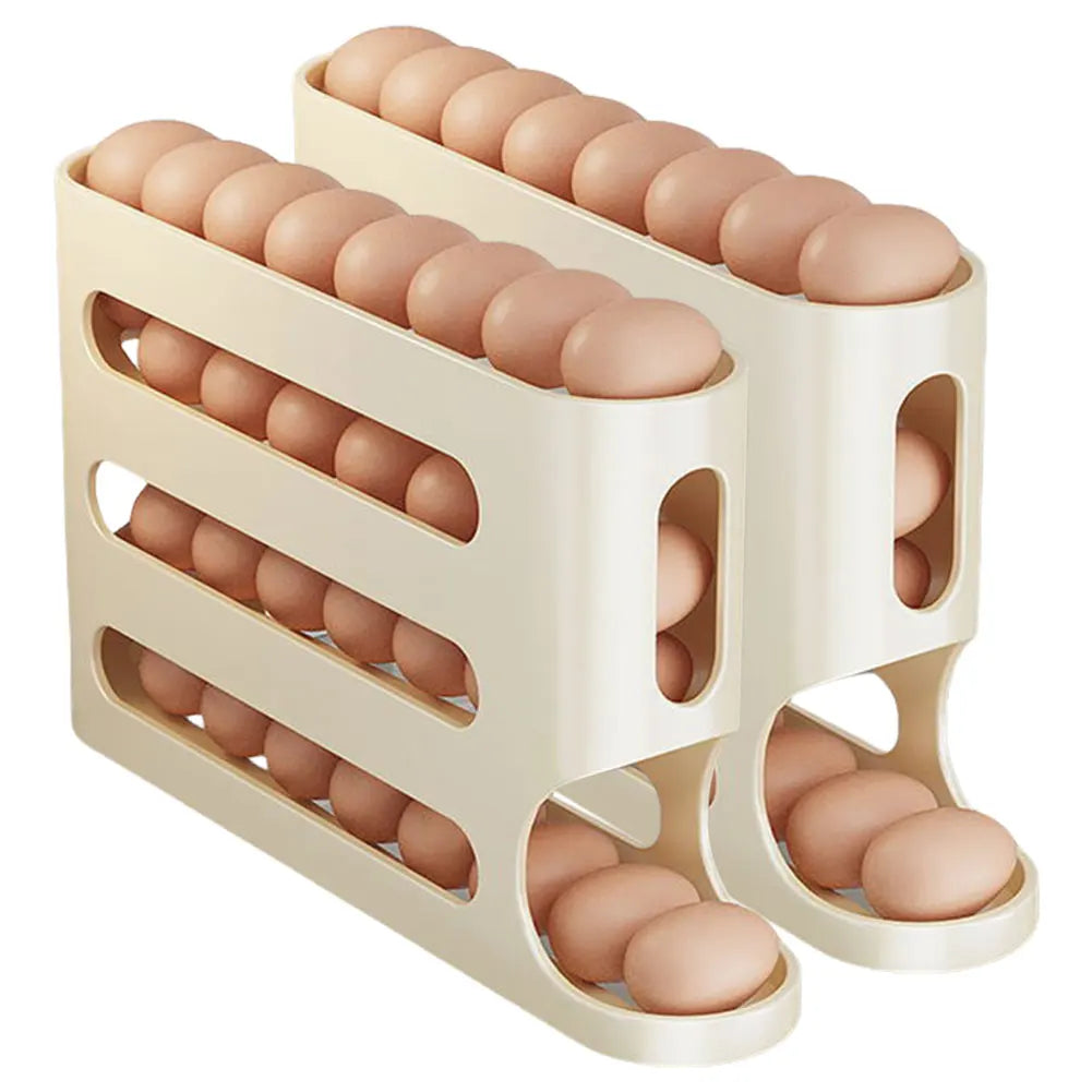 4 Layers Automatic Rolling Egg Holder Rack Fridge Egg Storage Box Container Kitchen Refrigerator Egg Dispenser Kitchen Organizer