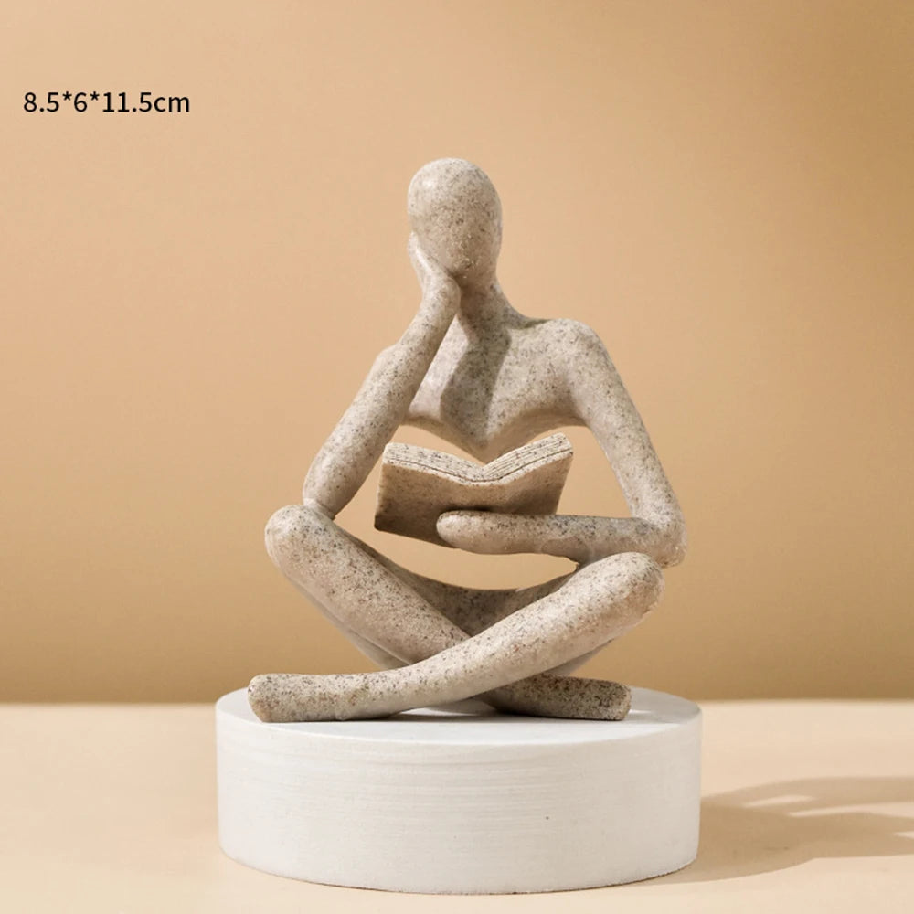 Bookshelf Decor Home Decor - Person Who is Thinking Abstract Thinker Sculpture Figurine Statue Resin Modern Reading Decoration