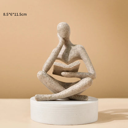 Bookshelf Decor Home Decor - Person Who is Thinking Abstract Thinker Sculpture Figurine Statue Resin Modern Reading Decoration