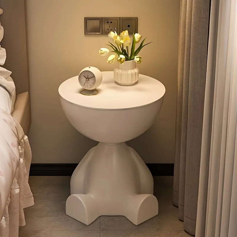 Bedside Table, Home Sofa Edge, Circular Coffee Table, Mini Bedside Table with Storage Space, Suitable for Small Space Decoration
