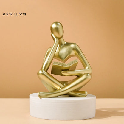 Bookshelf Decor Home Decor - Person Who is Thinking Abstract Thinker Sculpture Figurine Statue Resin Modern Reading Decoration